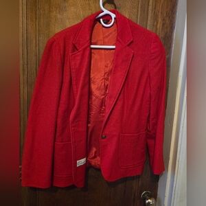 Vintage Red Wool Dress Coat- Size Small/Medium